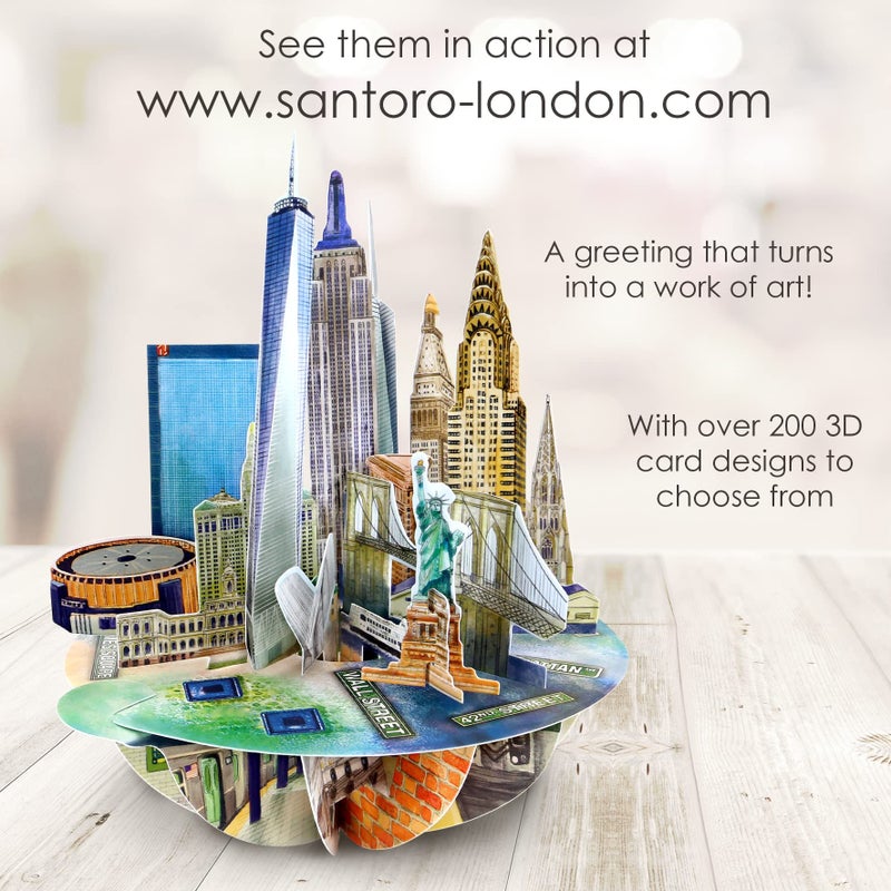 SANTORO Pirouette, 3D Pop Up Greeting Card, Birthday Card - New York City - For Him, For Her, Birthday, Thank You, Travel - Image 5
